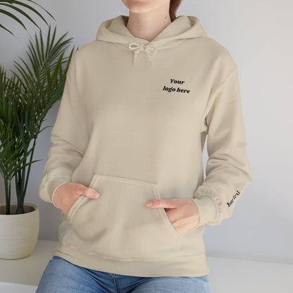 Customized Unisex Hooded Sweatshirt with Front, Back, and Side Text