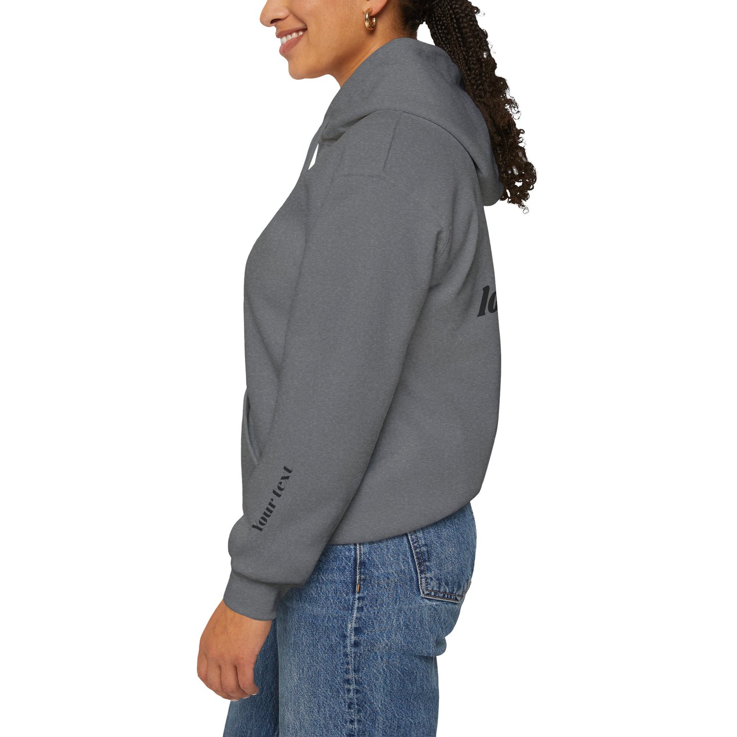 Customized Unisex Hooded Sweatshirt with Front, Back, and Side Text