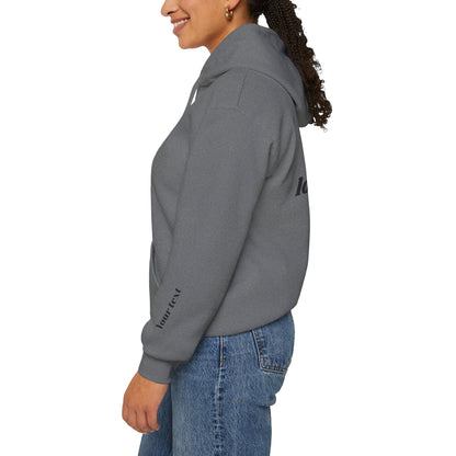 Customized Unisex Hooded Sweatshirt with Front, Back, and Side Text