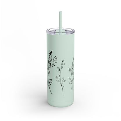 Tumbler - Cute Plant Design, 20oz Skinny Matte