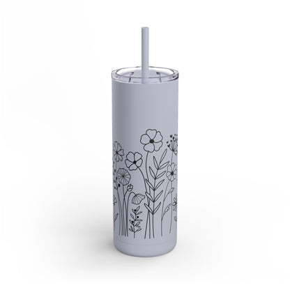 Tumbler - Cute Flower Design, 20oz Skinny Matte