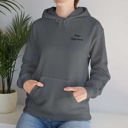 Customized Unisex Hooded Sweatshirt with Front, Back, and Side Text