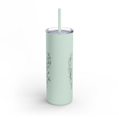 Tumbler - Cute Plant Design, 20oz Skinny Matte