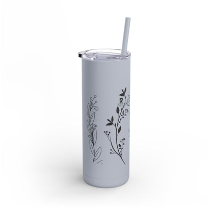 Tumbler - Cute Plant Design, 20oz Skinny Matte