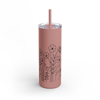 Tumbler - Cute Flower Design, 20oz Skinny Matte