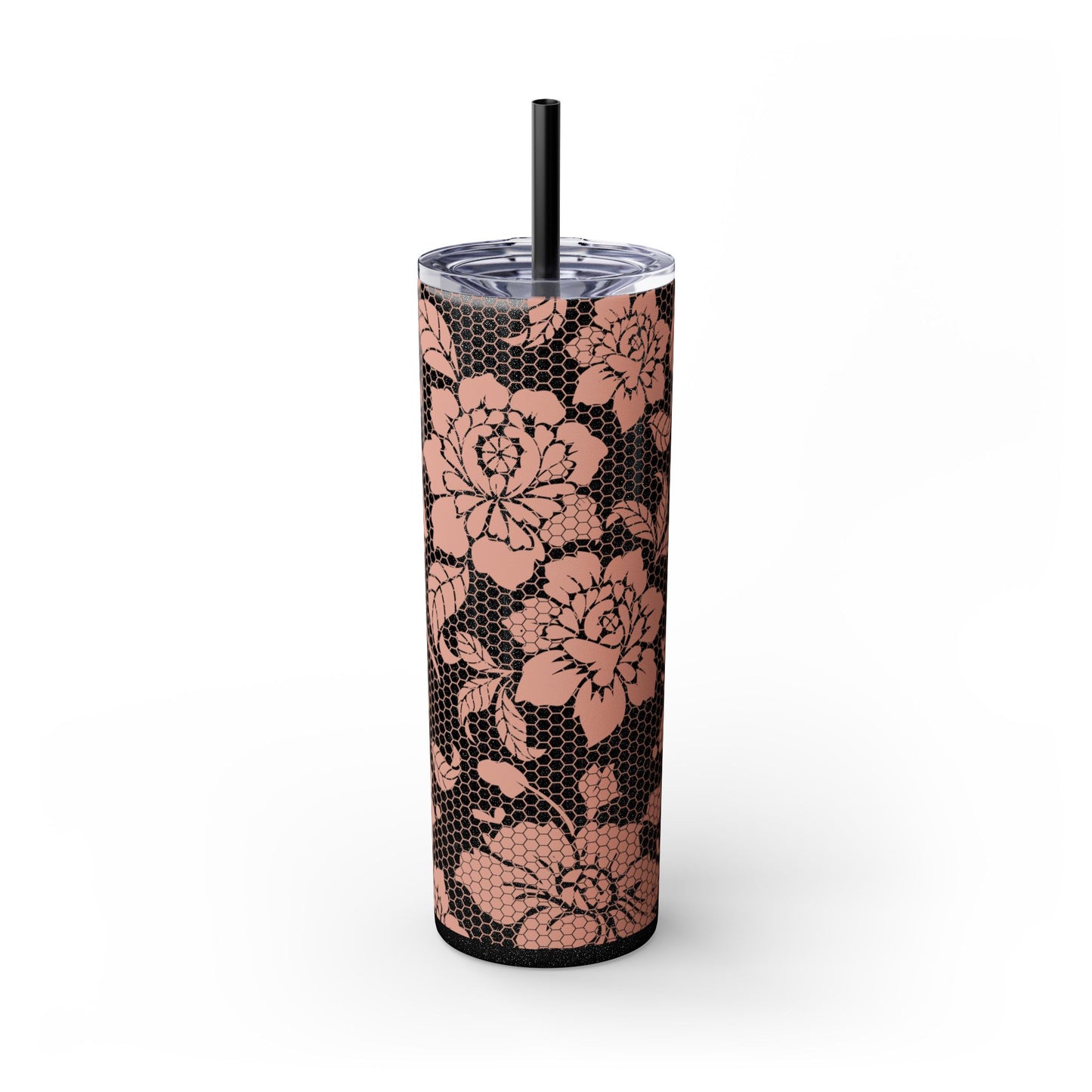 Skinny Tumbler Flower Design -  with Straw, 20oz