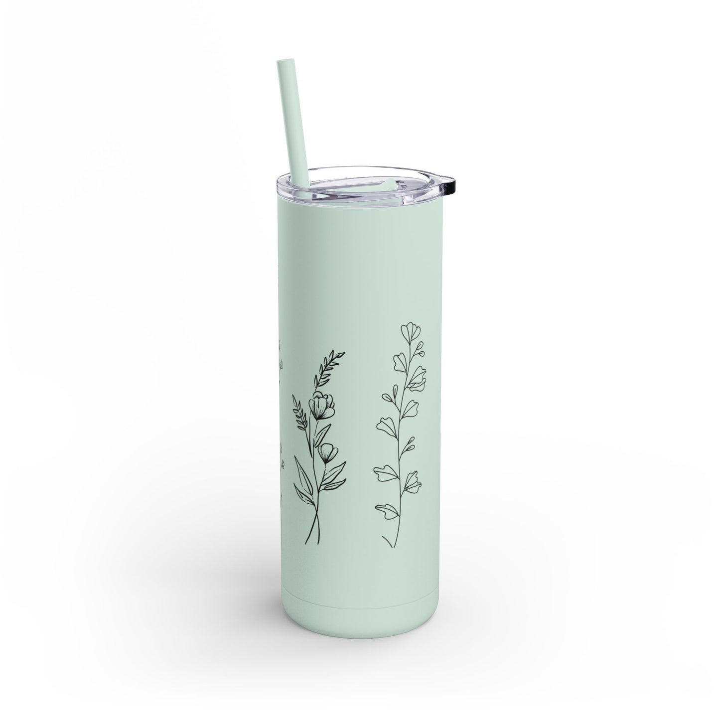 Tumbler - Cute Plant Design, 20oz Skinny Matte