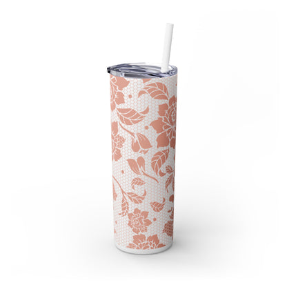 Skinny Tumbler Flower Design -  with Straw, 20oz