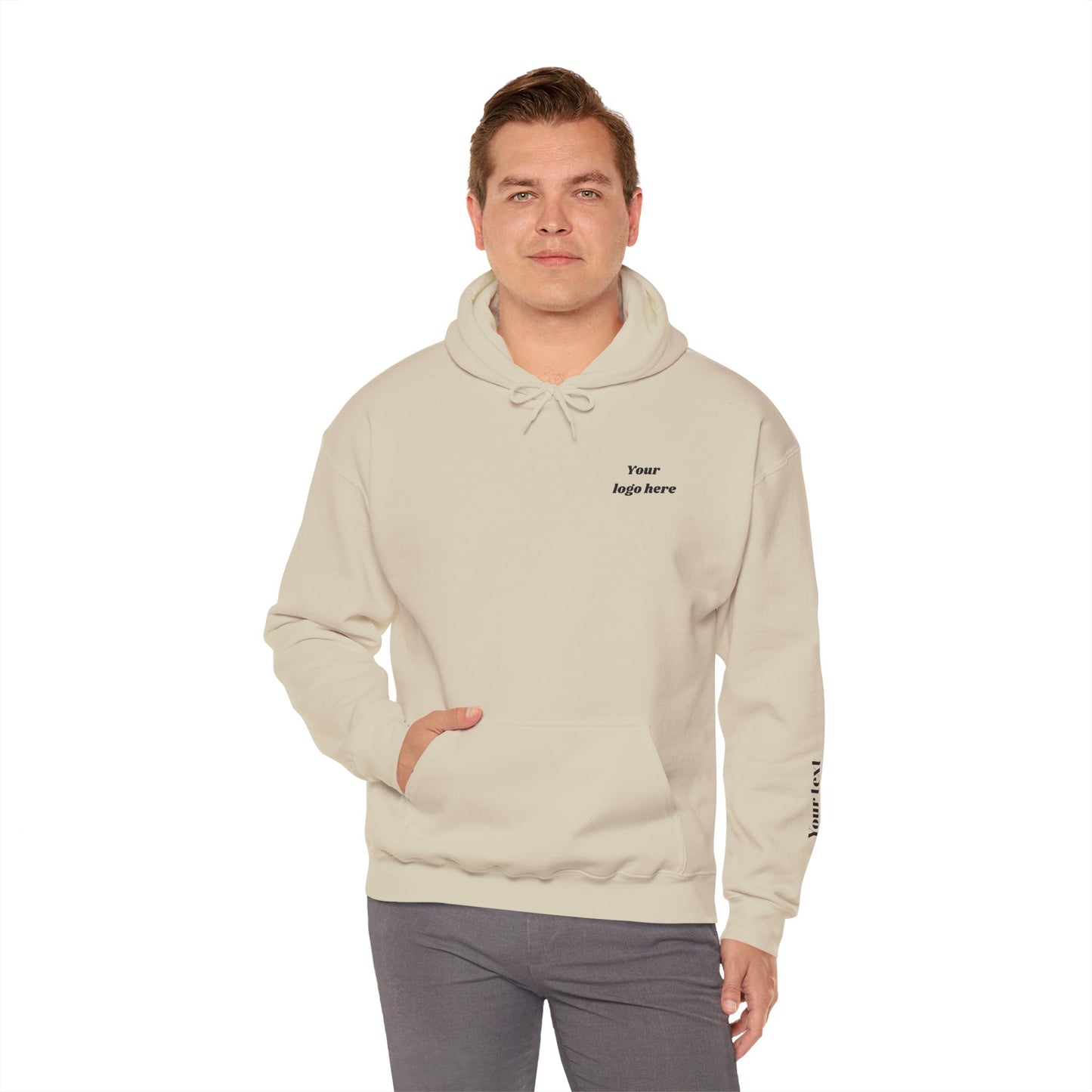 Customized Unisex Hooded Sweatshirt with Front, Back, and Side Text