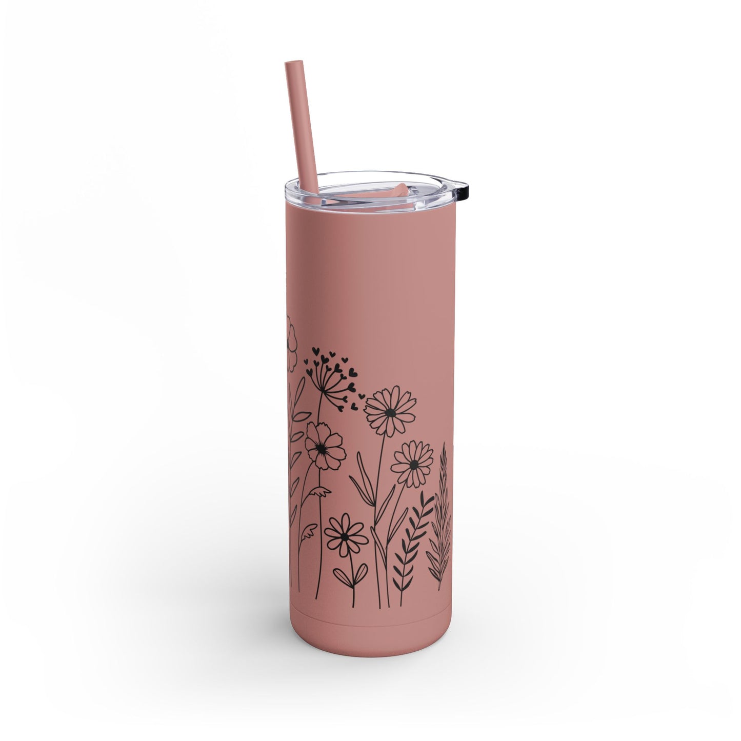 Tumbler - Cute Flower Design, 20oz Skinny Matte