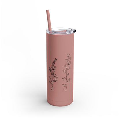 Tumbler - Cute Plant Design, 20oz Skinny Matte