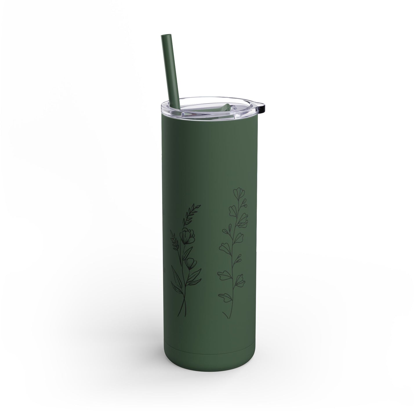 Tumbler - Cute Plant Design, 20oz Skinny Matte