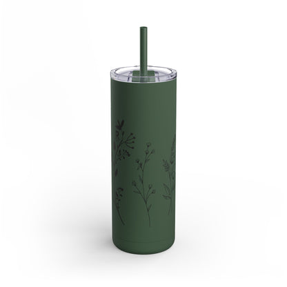 Tumbler - Cute Plant Design, 20oz Skinny Matte