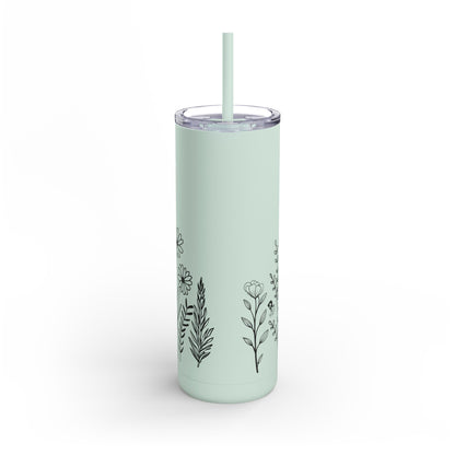 Tumbler - Cute Flower Design, 20oz Skinny Matte