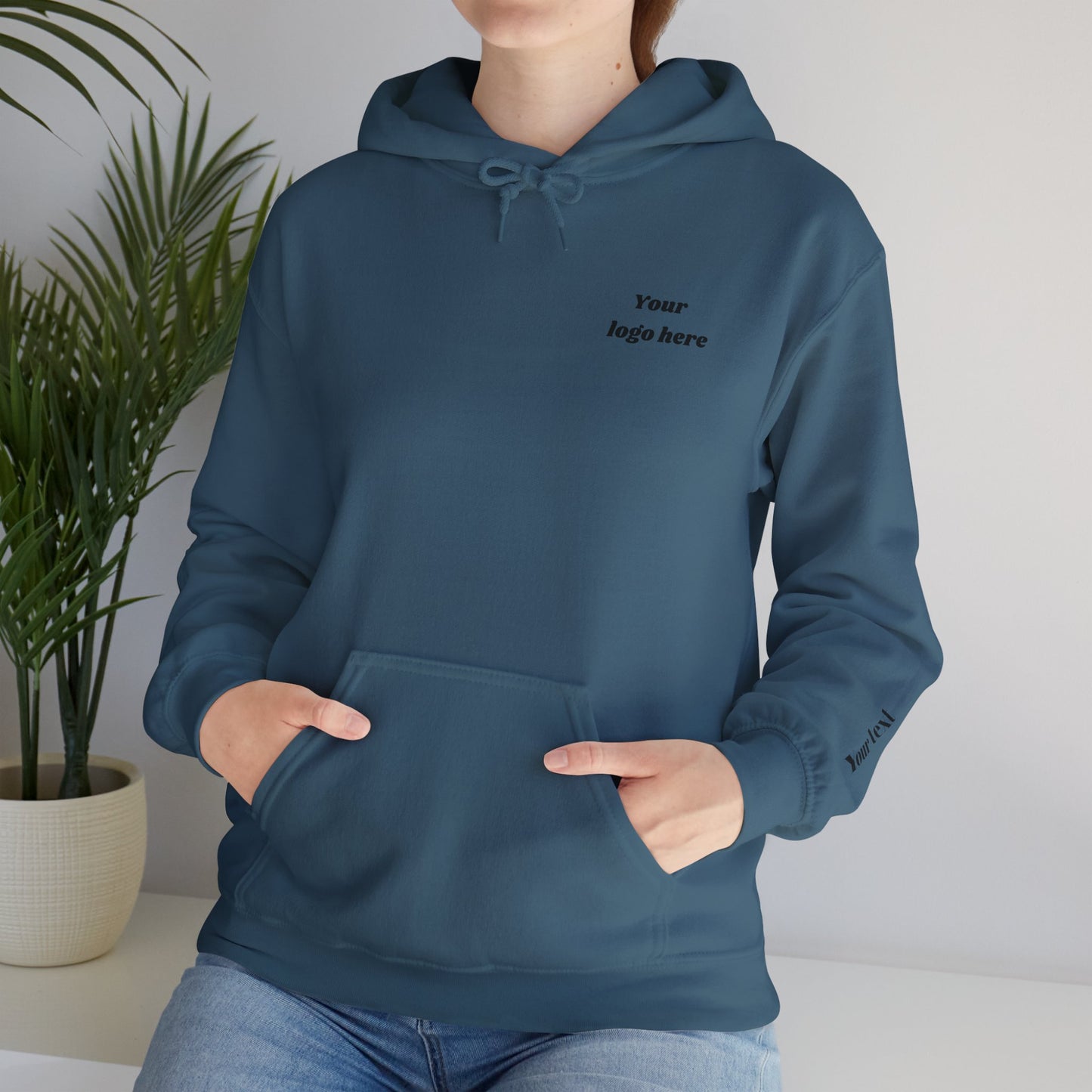 Customized Unisex Hooded Sweatshirt with Front, Back, and Side Text