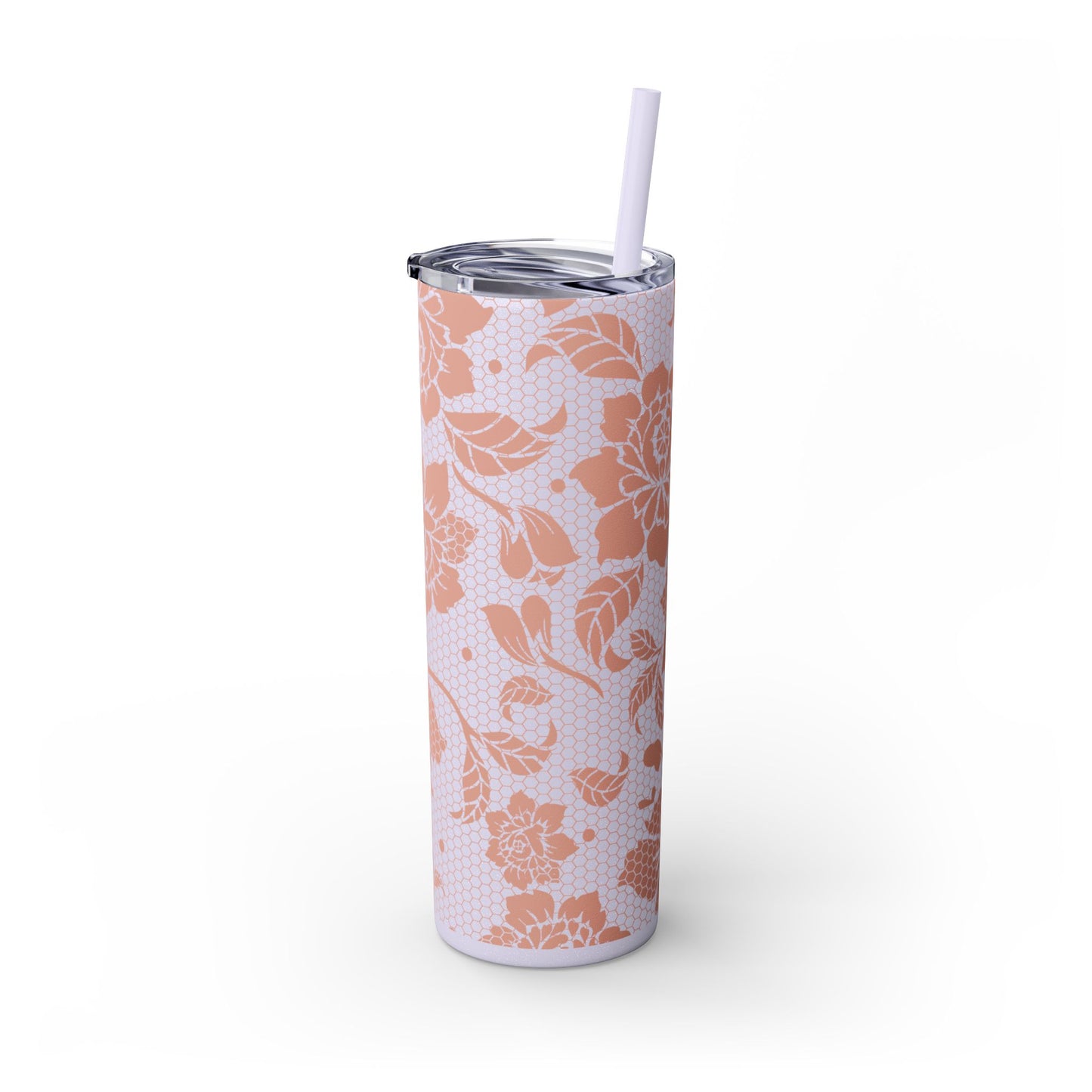 Skinny Tumbler Flower Design -  with Straw, 20oz