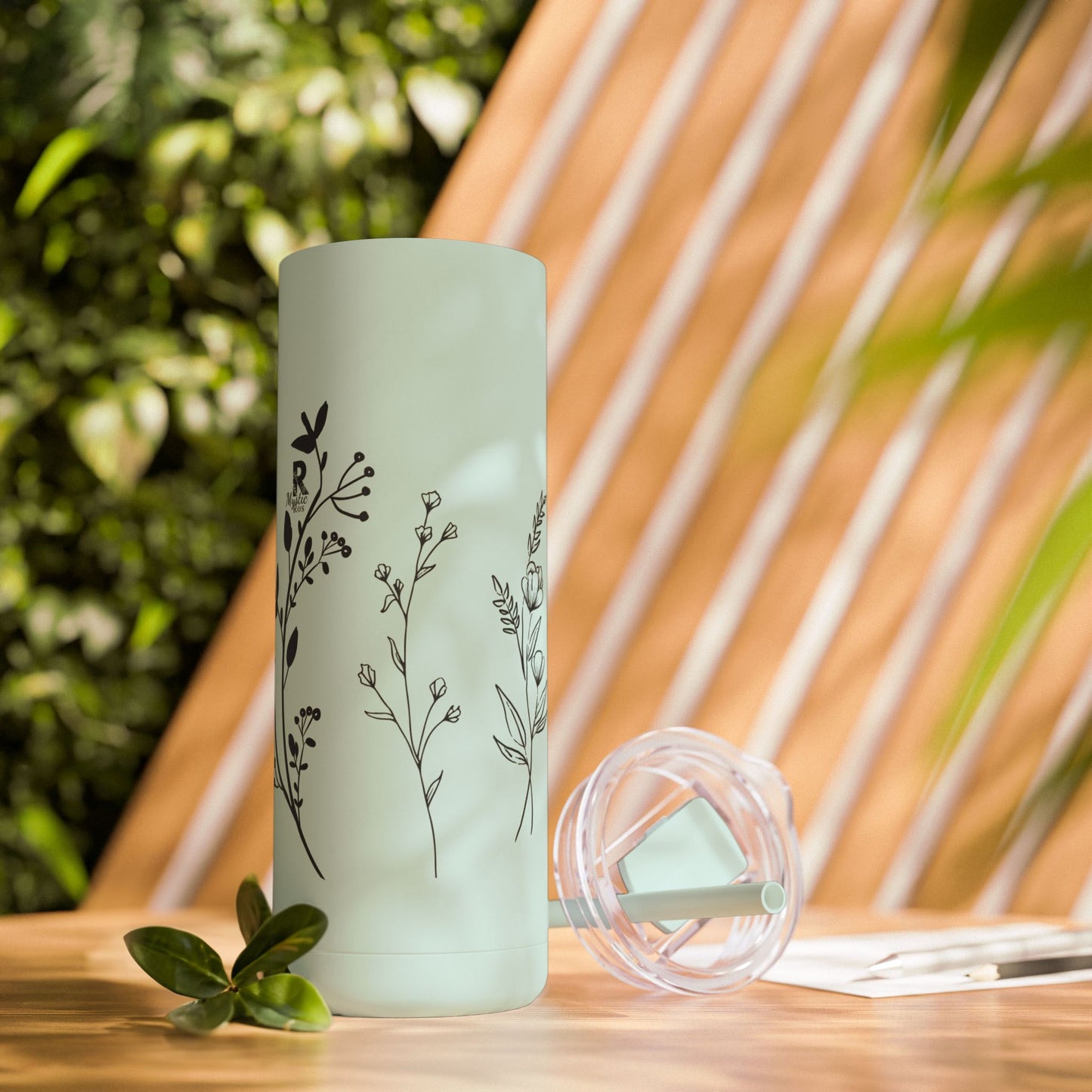 Tumbler - Cute Plant Design, 20oz Skinny Matte