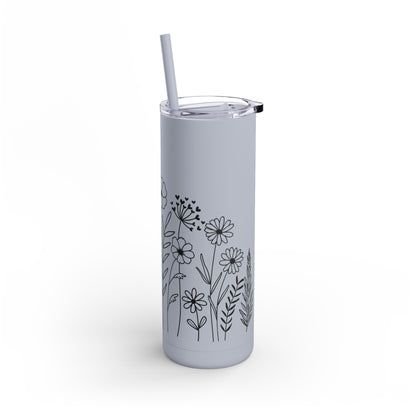 Tumbler - Cute Flower Design, 20oz Skinny Matte