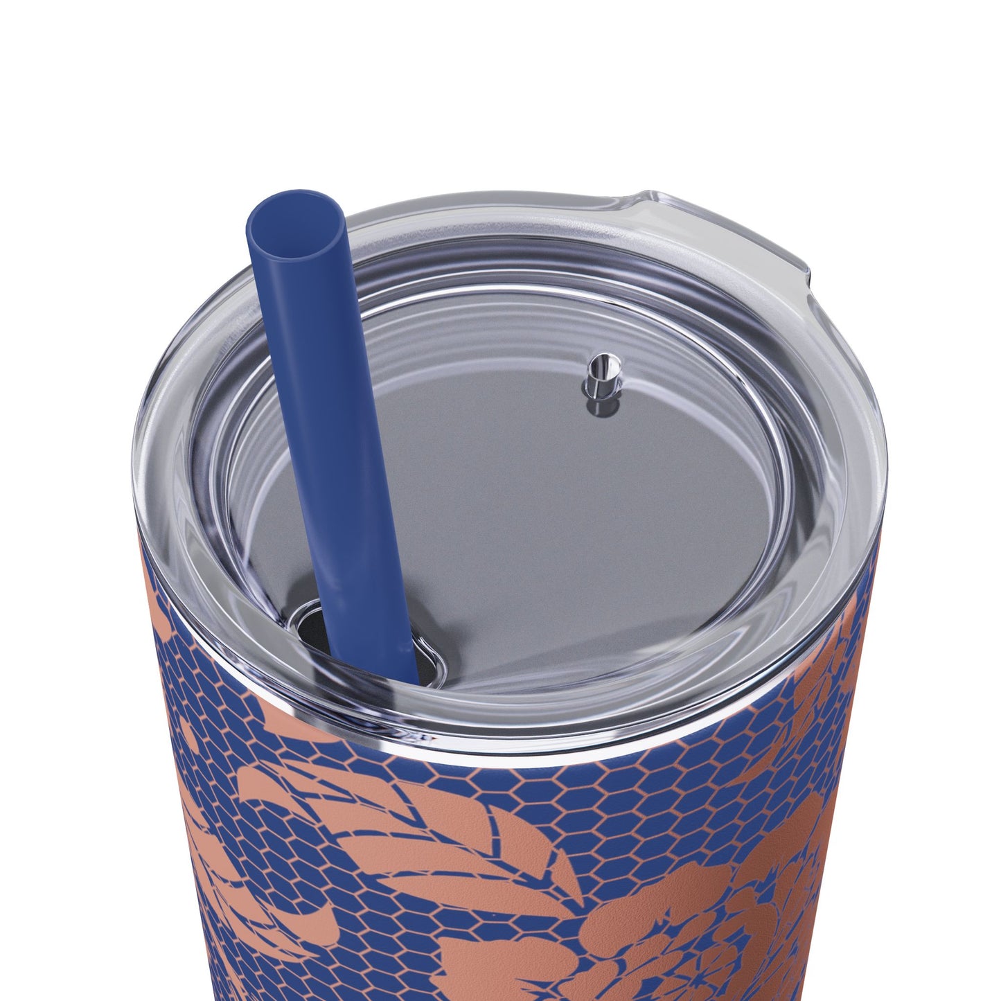 Skinny Tumbler Flower Design -  with Straw, 20oz