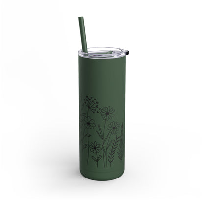 Tumbler - Cute Flower Design, 20oz Skinny Matte