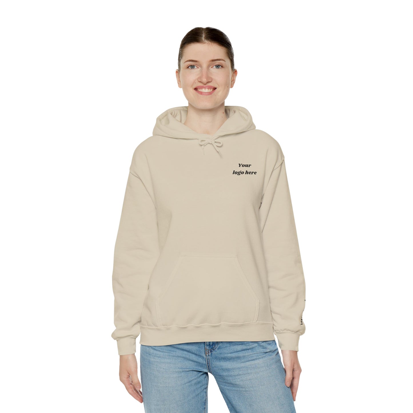 Customized Unisex Hooded Sweatshirt with Front, Back, and Side Text