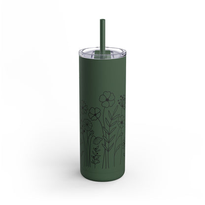 Tumbler - Cute Flower Design, 20oz Skinny Matte