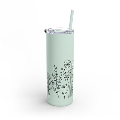 Tumbler - Cute Flower Design, 20oz Skinny Matte