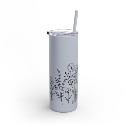 Tumbler - Cute Flower Design, 20oz Skinny Matte