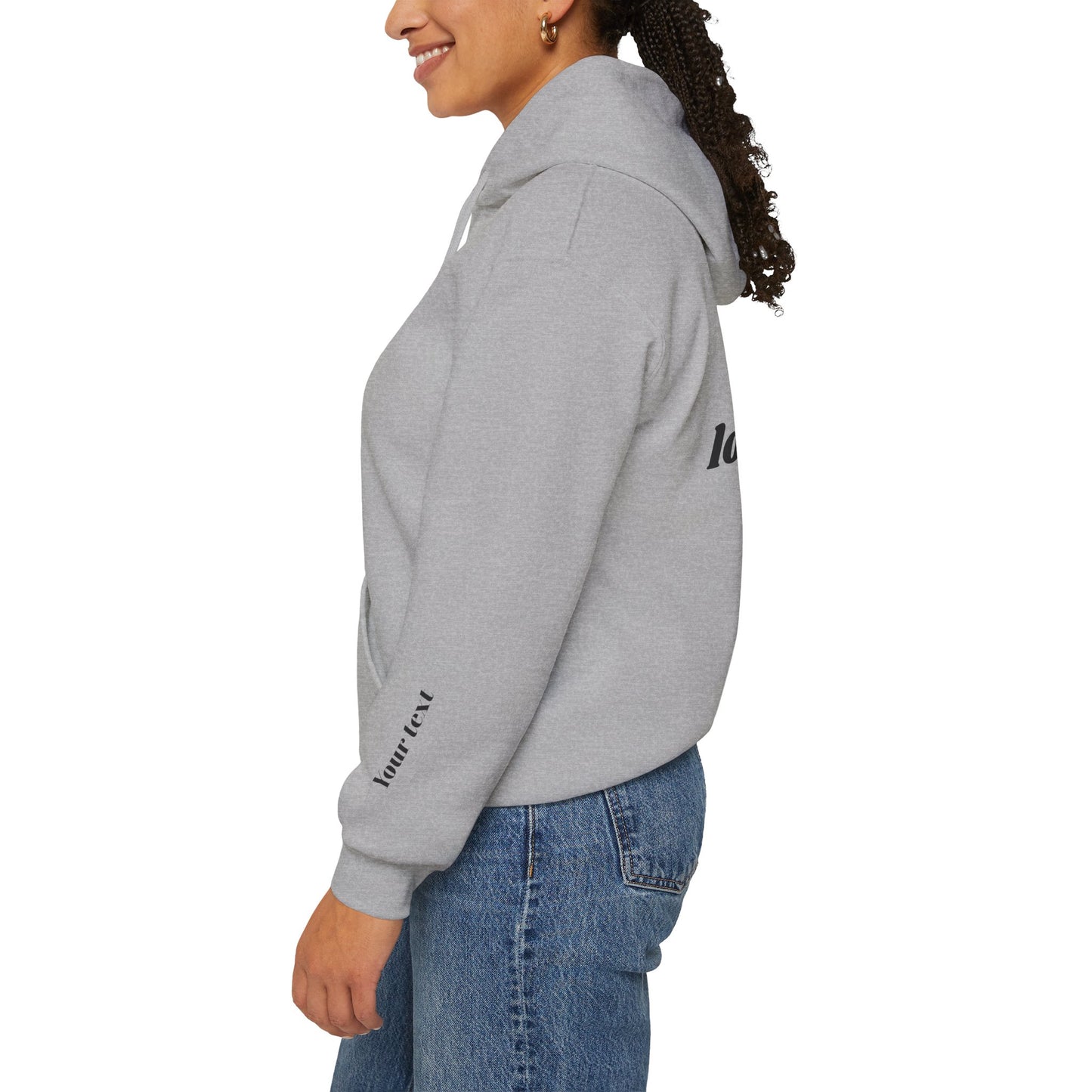 Customized Unisex Hooded Sweatshirt with Front, Back, and Side Text