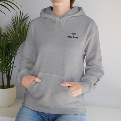 Customized Unisex Hooded Sweatshirt with Front, Back, and Side Text