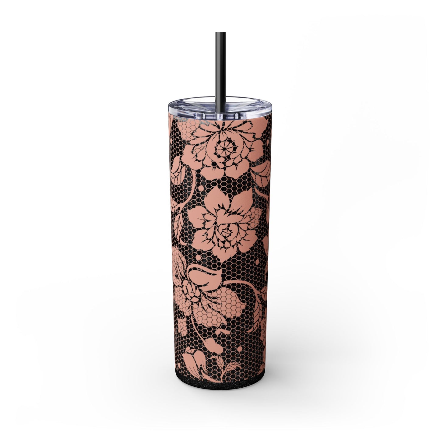 Skinny Tumbler Flower Design -  with Straw, 20oz