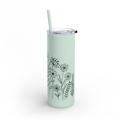 Tumbler - Cute Flower Design, 20oz Skinny Matte