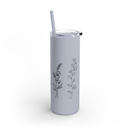 Tumbler - Cute Plant Design, 20oz Skinny Matte