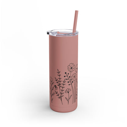 Tumbler - Cute Flower Design, 20oz Skinny Matte